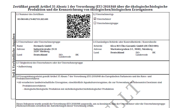 BIO Zertifkat 2025-2027